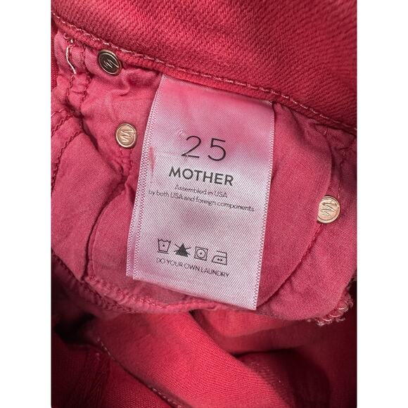 Mother Insider Crop Step Fray Sz 25 Second Chance Faded Jeans Hot Rod Red - Picture 5 of 12